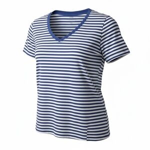 NWT A.N.A. A New Approach Women's XXL Top Striped Blue White 100% Cotton